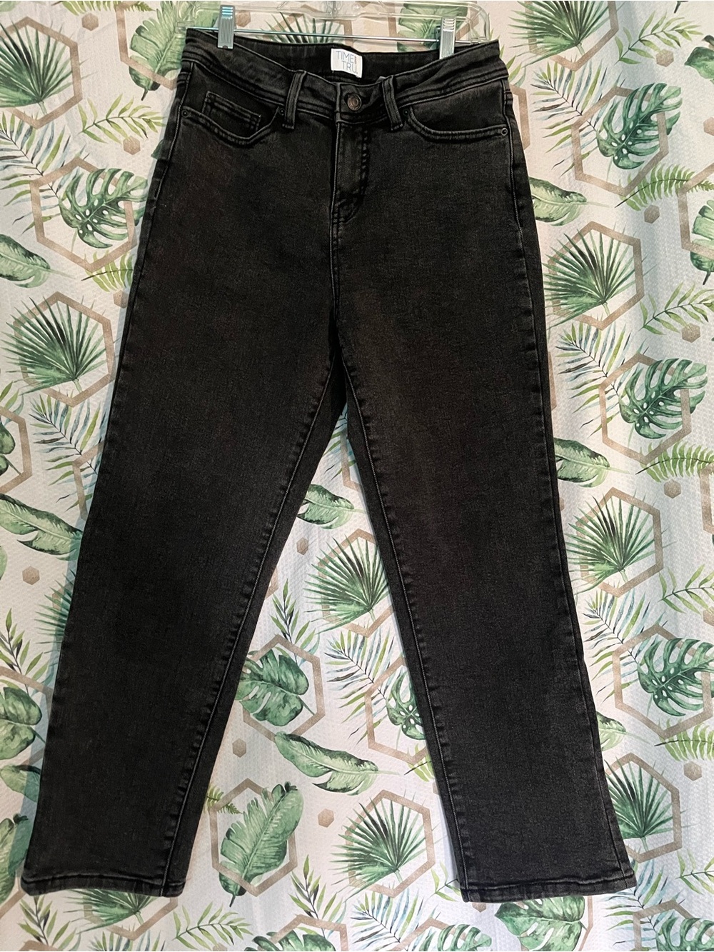 Time and Tru Black High-Rise Slim Straight Jeans